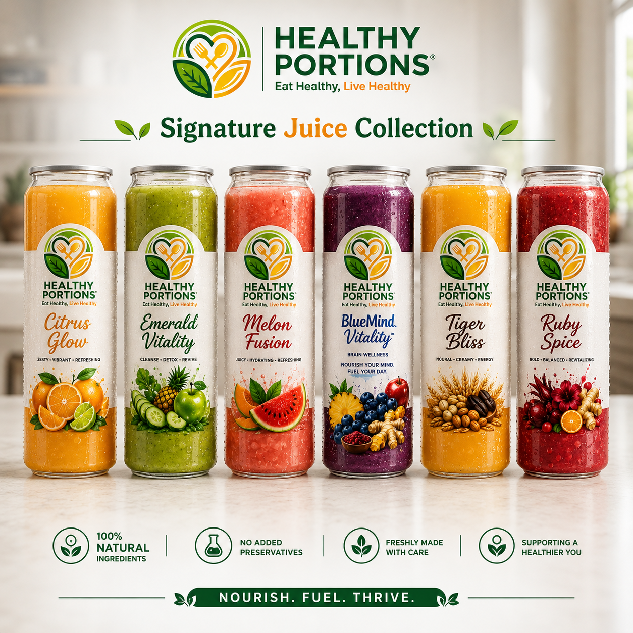 Healthy Portions Signature Juice Collection interface