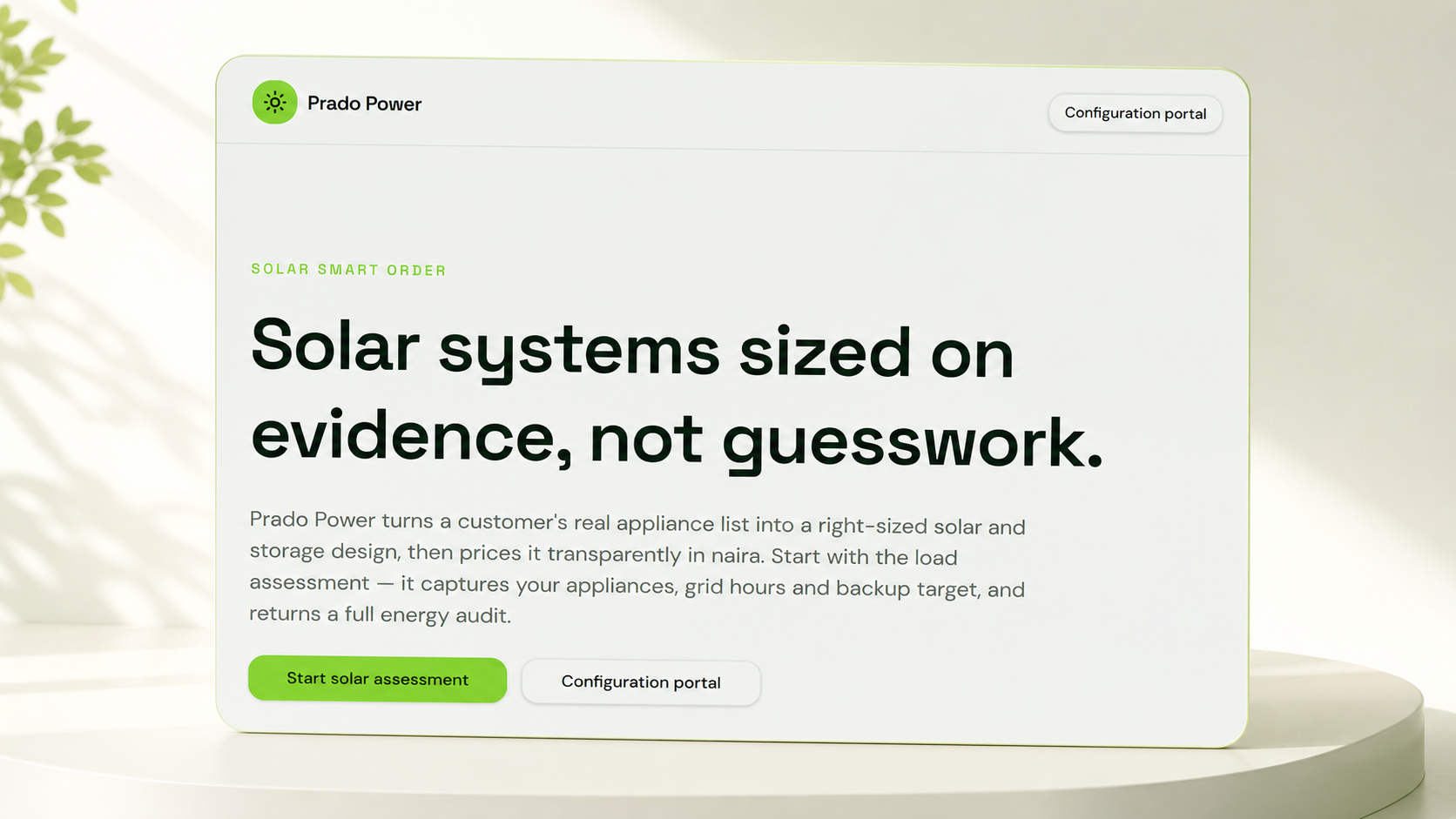 Solar Smart Order interface